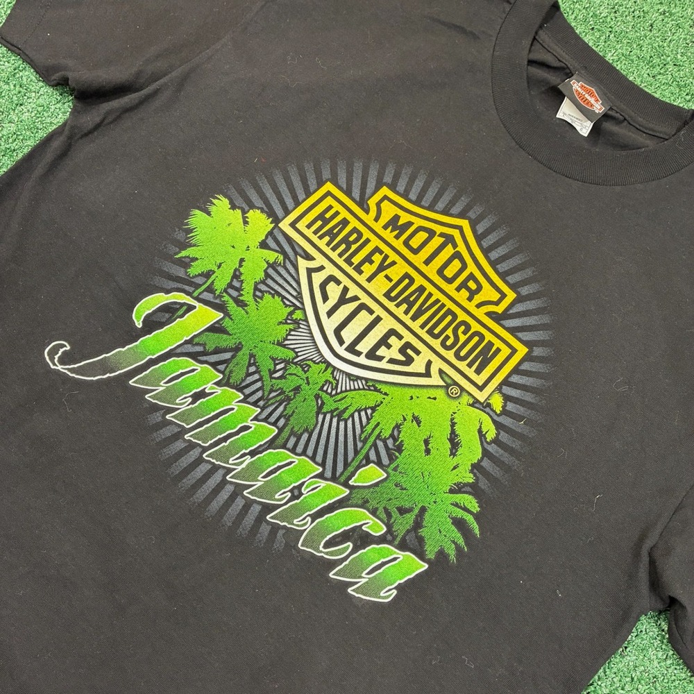 Y2K Harley Davidson Jamaica Black Graphic T-shirt‎